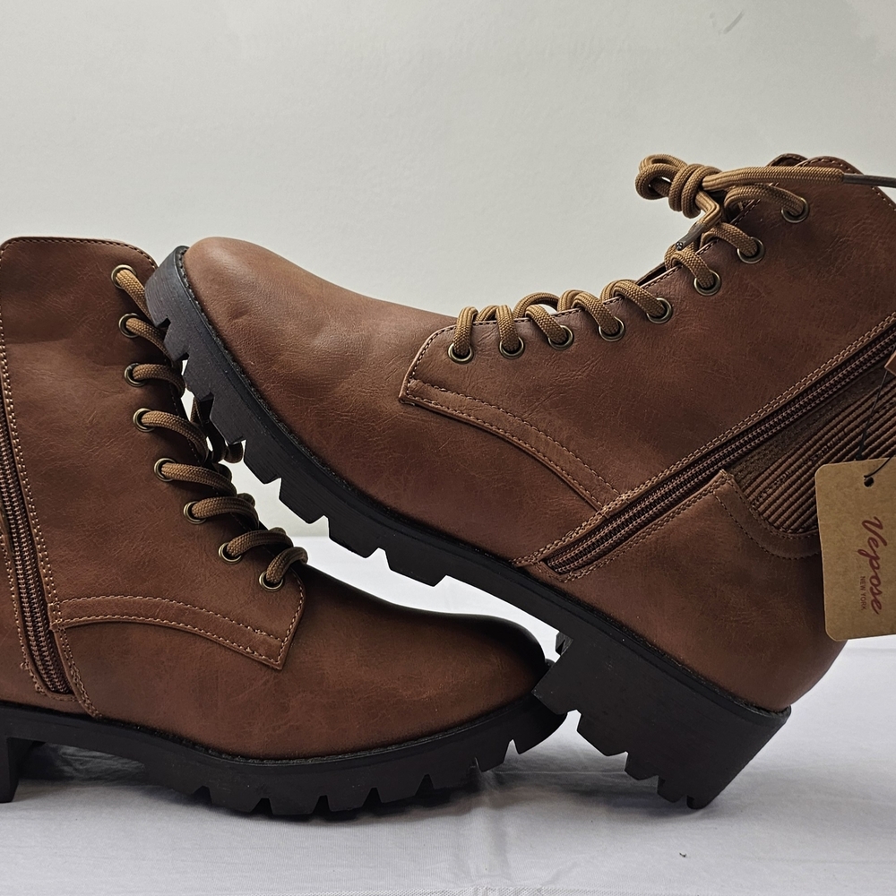 Vepose New York Women’s Brown Combat Ankle Boots Size 9.5
